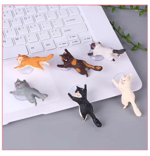 Anime Cat Sucker Action Figures Home Decoration Mobile Phone Holder PVC Cute Cat Cartoon Ornament Models Toys Gifts For Children