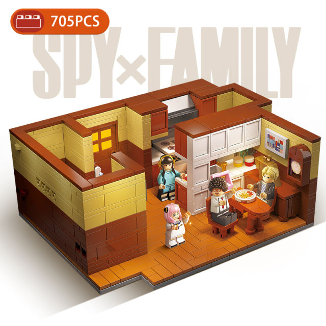 SPY×FAMILY Comics Minifigs Building Blocks Animation City Friend Arnia Dining Room Furniture Home Decoration Bricks Toy For Kids