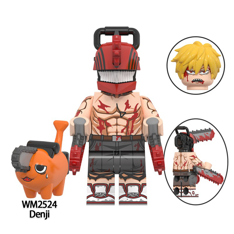 WM2523 WM2524 Chainsaw Man Anime Minifigures Building Block Denji Pochita Pava Home Decoration Bricks Toys Gift For Children