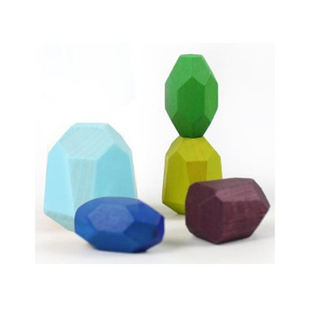 Wooden Colored Teniques Stone Stacking Block Rocks Educational Toy Creative  Montessori Kids Nature Balance Game Tower