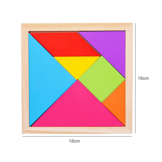 Colorful Wooden Puzzle Tangram Jigsaw Board Wood Toy Geometric Shape Puzzles IQ Games Baby Educational Toys for Children