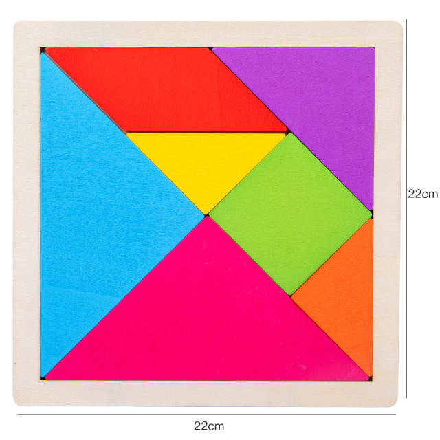 Colorful Wooden Puzzle Tangram Jigsaw Board Wood Toy Geometric Shape Puzzles IQ Games Baby Educational Toys for Children