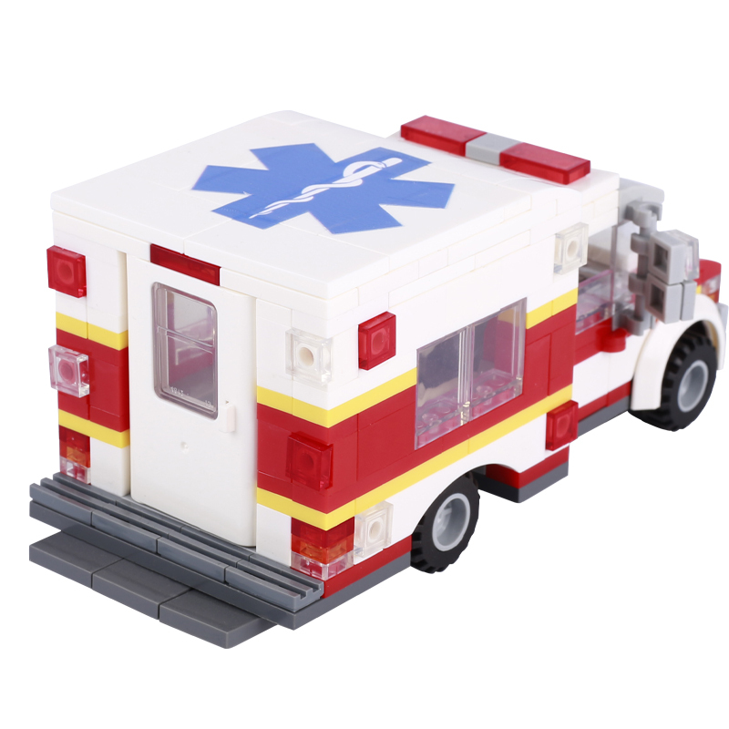 Military US Modern City Ambulance Building Blocks Army Rescue Vehicle Soldier Weapon MOC Mini Car Model Bricks Toys Kids For Gift