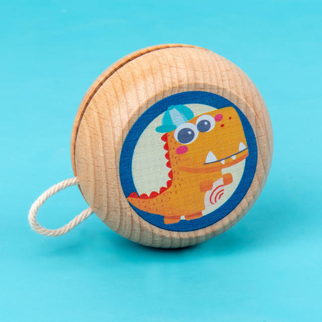 Children's Wooden Cartoon Cute Animal Print YOYO Ball 6 Styles Kindergarten Supplies Grasping Movement Ability Developing Kids Toys