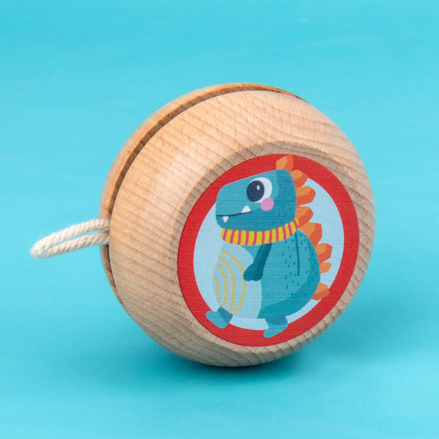 Children's Wooden Cartoon Cute Animal Print YOYO Ball 6 Styles Kindergarten Supplies Grasping Movement Ability Developing Kids Toys