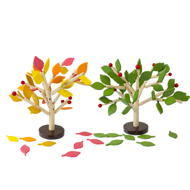 Wooden Simulation Assembling Leaves Building Montessori Blocks Cutting Tree Decorations Multi color Educational Kids Toys