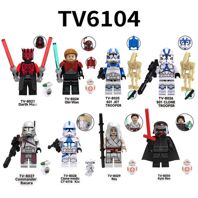 TV6104 Star Wars Series Minifigures Building Blocks Darth Rey Commander Clone Trooper Figures MOC Collection Toys Gifts Children