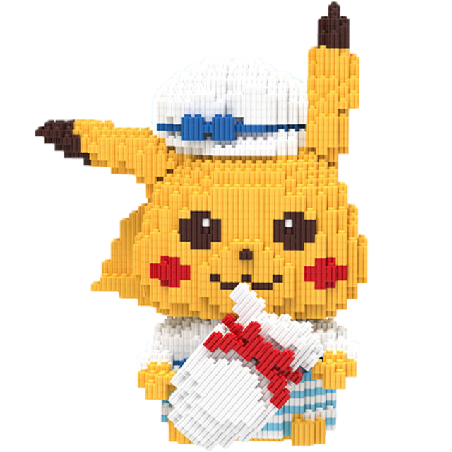 Pokemon Anime Pikachu Building Blocks Cartoon Lion Dance Model One Piece Mini Bricks Educational Toys Christmas Gift For Children