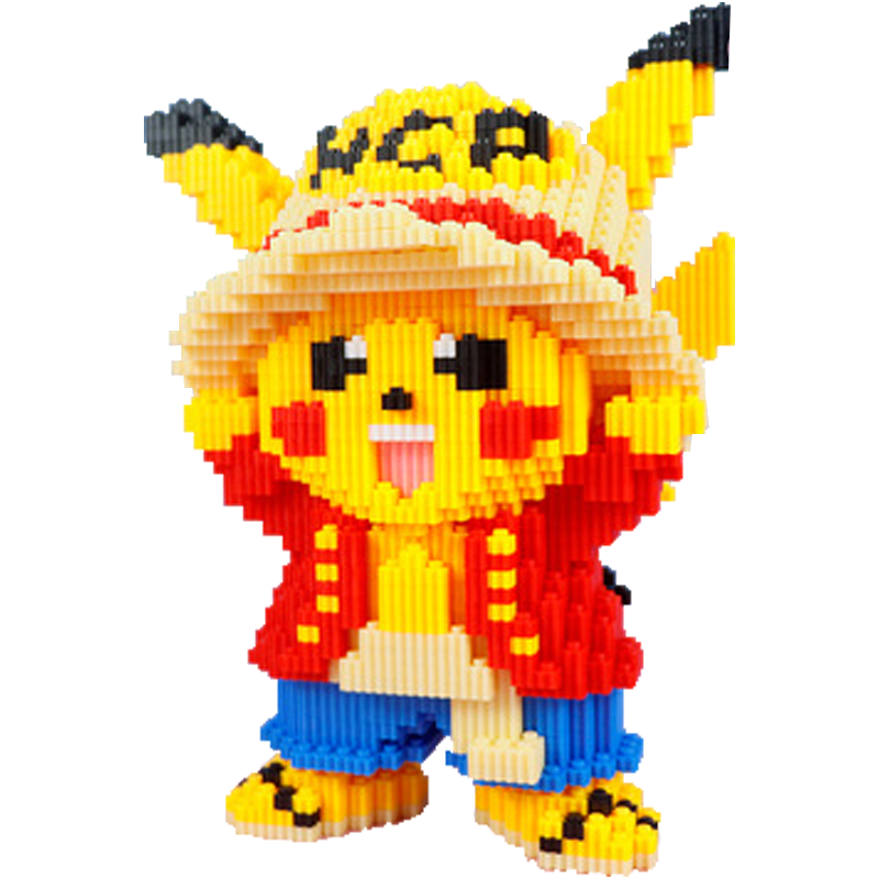 Pokemon Anime Pikachu Building Blocks Cartoon Lion Dance Model One Piece Mini Bricks Educational Toys Christmas Gift For Children