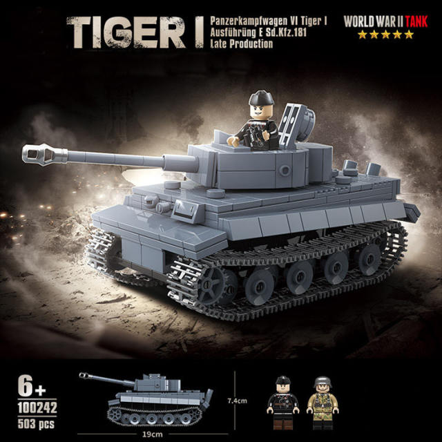 MOC WW2 Military Tiger Tank Building Blocks Soldier Figures Minifigures Sd.Kfz.181 Model Collectible Accessories Bricks Gift Boy