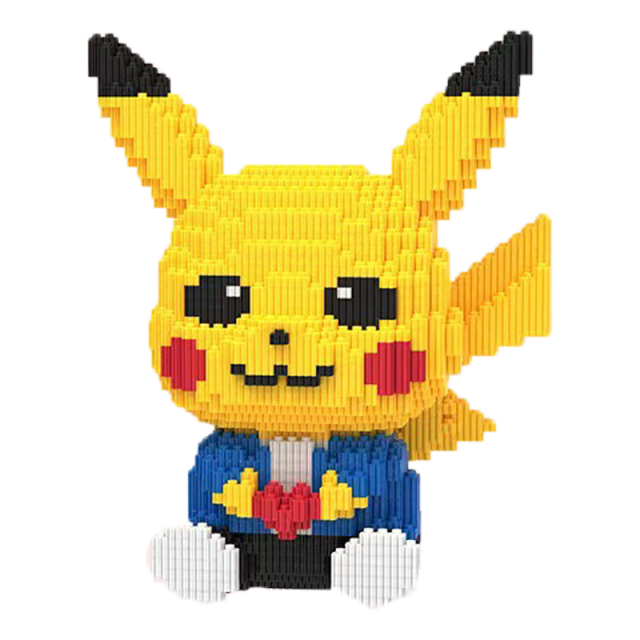 Pokemon Pikachu Building Blocks Micro Bricks Cartoon Collectible Lion Dance Model Educational Toys Christmas Gifts For Children