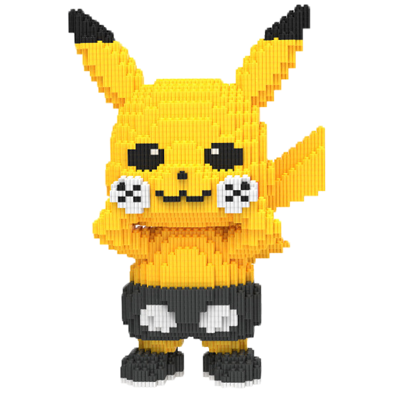 Pokemon Pikachu Building Blocks Micro Bricks Cartoon Collectible Lion Dance Model Educational Toys Christmas Gifts For Children