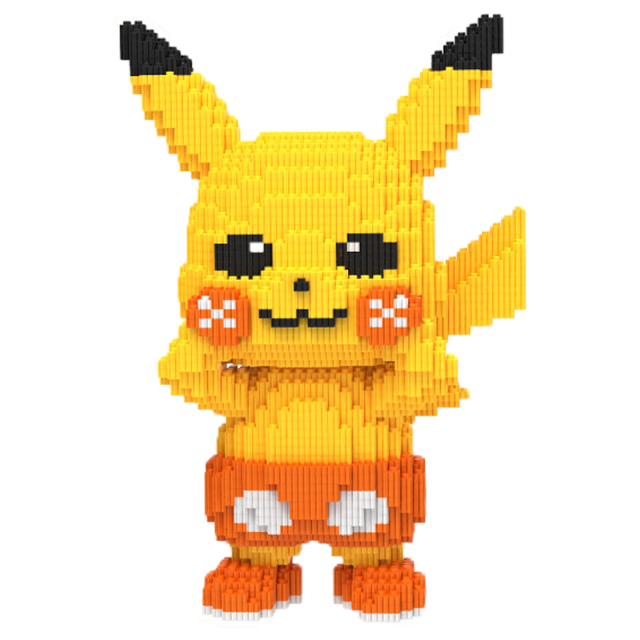 Pokemon Pikachu Building Blocks Micro Bricks Cartoon Collectible Lion Dance Model Educational Toys Christmas Gifts For Children