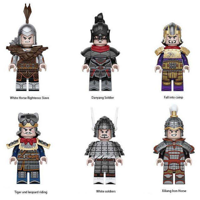 DK2030G MOC Military Three Kingdoms Hero Minifigures Building Blocks Medieval Knights Soldiers Weapon Helmet Horses Children Toy