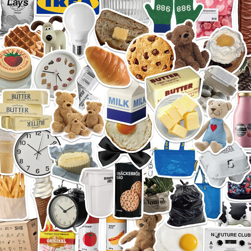 50pcs Ins Style Cute Cartoon Stickers Milk Food Bear Waterproof Decals Laptop Fridge Luggage Notebook DIY Decoration Gift Kids