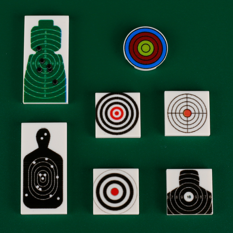 DIY Custom Printed Bricks Building Blocks Rings Target Police Minifigs Shoot Mark Accessories Bullet Weapon Gun Mini Toys Kids