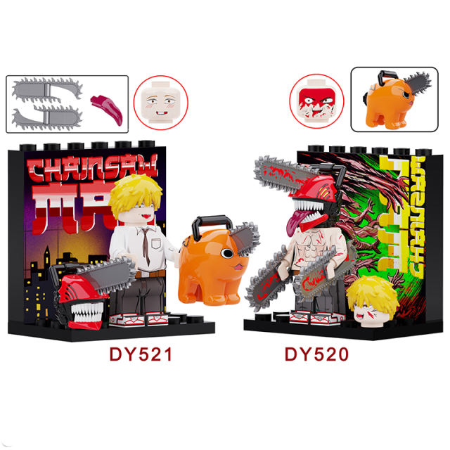 DY520 DY521 Anime Series Chainsaw Man Minifigures Building Blocks Denji Pochita Action Cartoon Weapon Bricks Gifts Children Kids