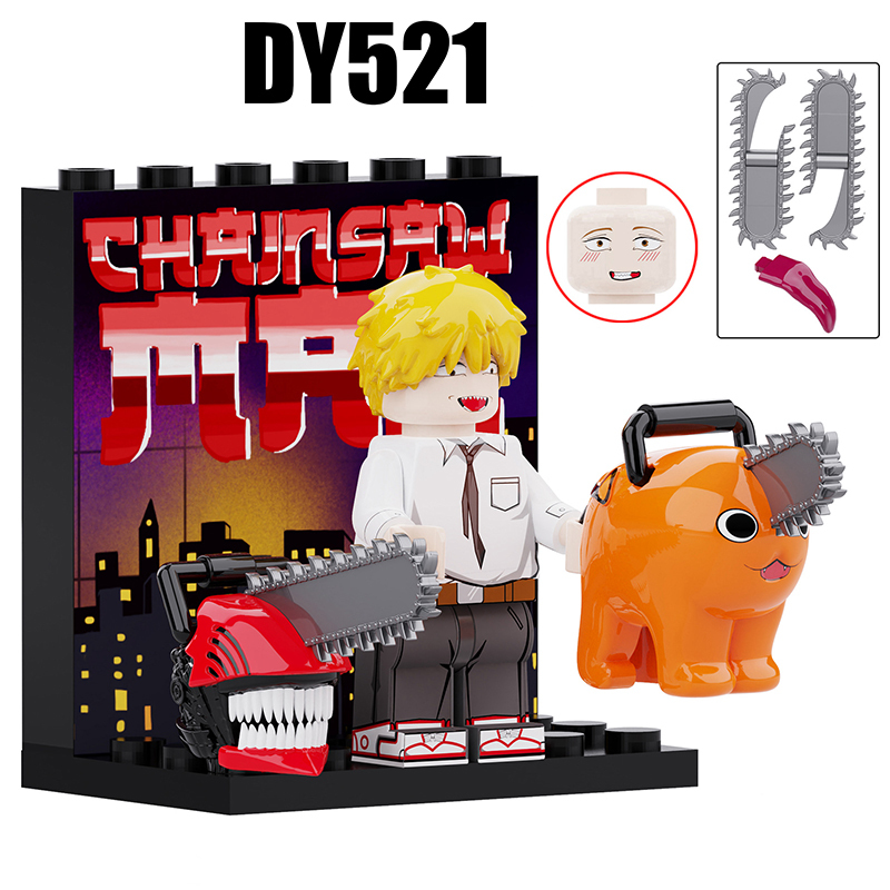 DY520 DY521 Anime Series Chainsaw Man Minifigures Building Blocks Denji Pochita Action Cartoon Weapon Bricks Gifts Children Kids