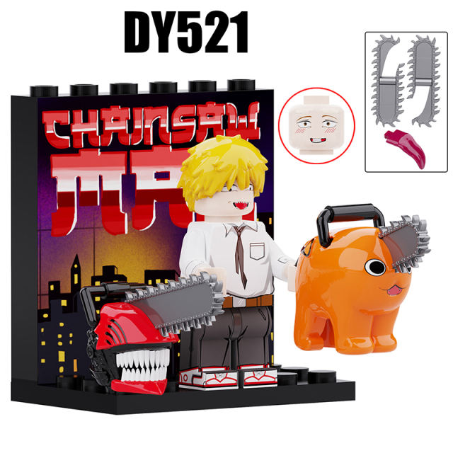DY520 DY521 Anime Series Chainsaw Man Minifigures Building Blocks Denji Pochita Action Cartoon Weapon Bricks Gifts Children Kids