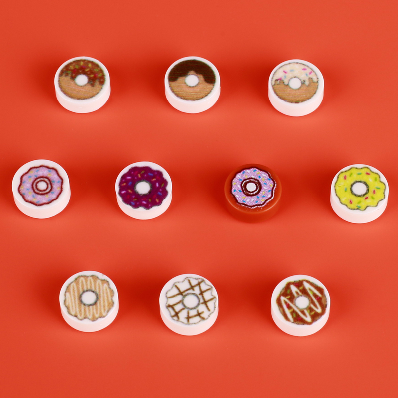 Printed Blocks City Food Series Doughnut Dessert Snack Bread Building Blocks DIY Dish Bricks Accessories Parts Toys For Children