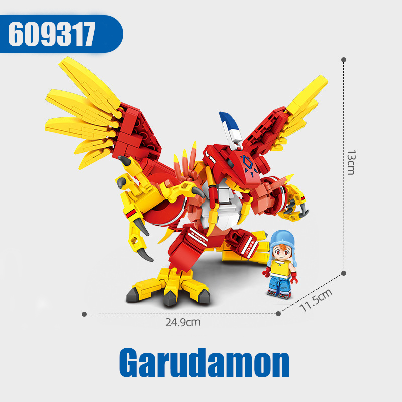 Japanese Anime Series Digimon Adventure Character Building Blocks Minifigures Animals Model Dolls Agumon Garudamon Kids Toy Gift