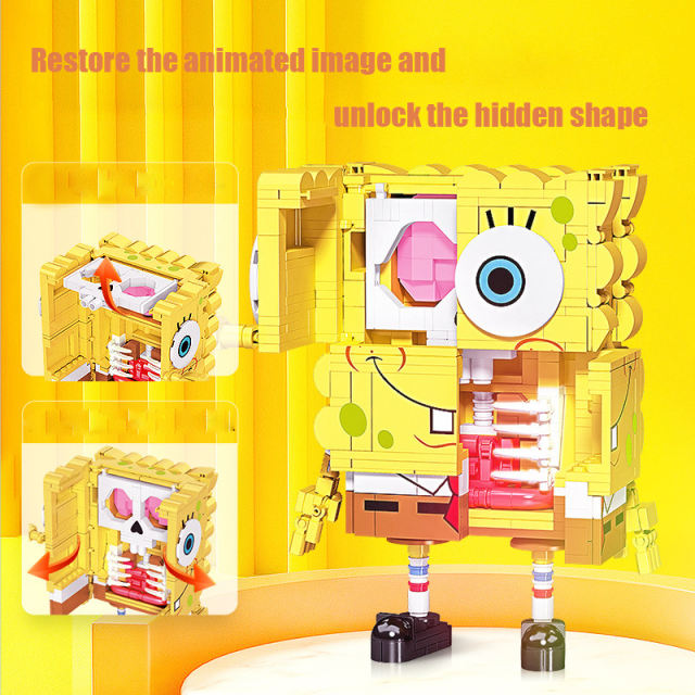 American TV Cartoon SpongeBob Building Blocks Compatible with LEGO Assembled Patrick Star Figure Luminous Children Toys Kids