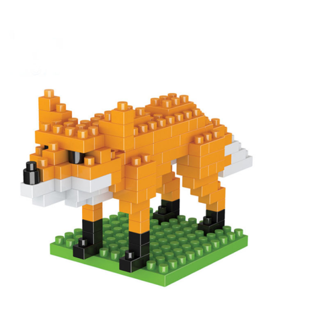 Cartoon Animals Series Building Blocks Giraffe Dinosaur Fox Micro Bricks DIY Compatible Construction Toys Set Gifts For Children
