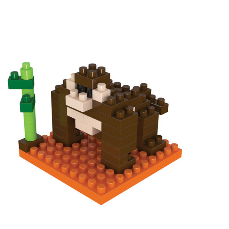Cartoon Animals Series Building Blocks Giraffe Dinosaur Fox Micro Bricks DIY Compatible Construction Toys Set Gifts For Children