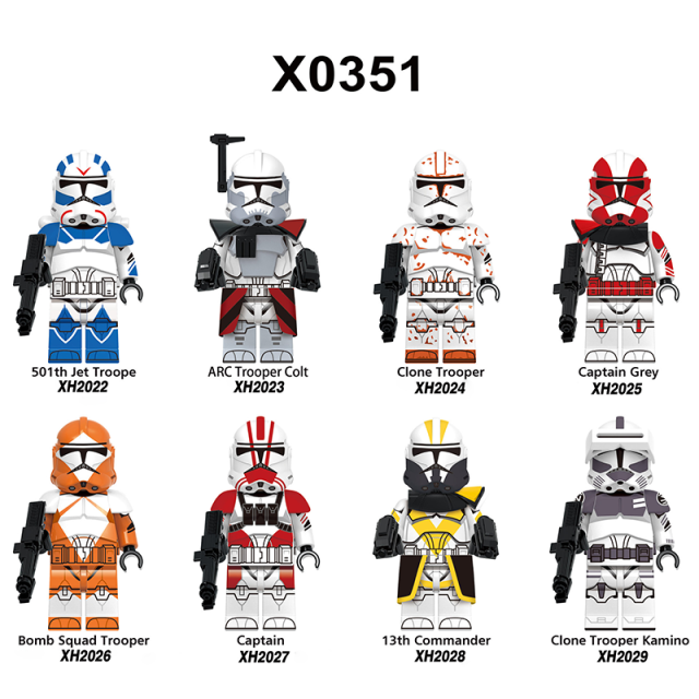 X0351 Star Wars Series Minifigs Building Blocks  ARC Trooper Colt Jet Troope Grey Captain Commander Figure Models Toys Kids