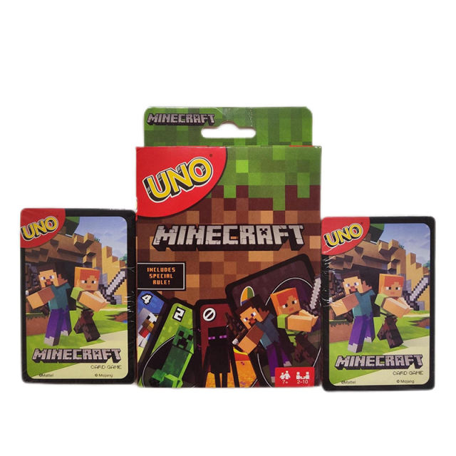 Minecraft UNO Poker Cards Game Entertainment Character Images Family Fun Board Gamer Funny Playing Children Gifts Toys For Kids