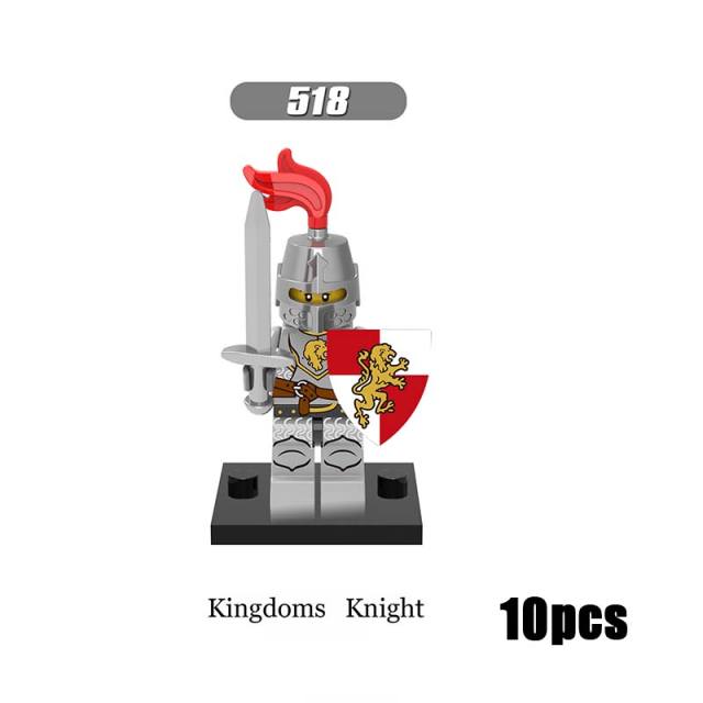 X0148 Medieval Military Soldiers Minifigures Set Building Blocks Dragon Knight Kingdom Knight Frightening Knight Heroic Knight Action Mini Figures Weapon Helmet Shield Armor Sword Assemble MOC Accessories Bricks Toys Children