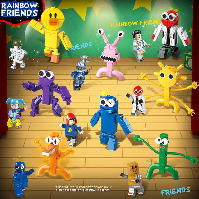 Rainbow Friends Building Blocks Cartoon Action Figures Blue Green Monster Bricks Sets DIY Anime Character Toy Gift For Children