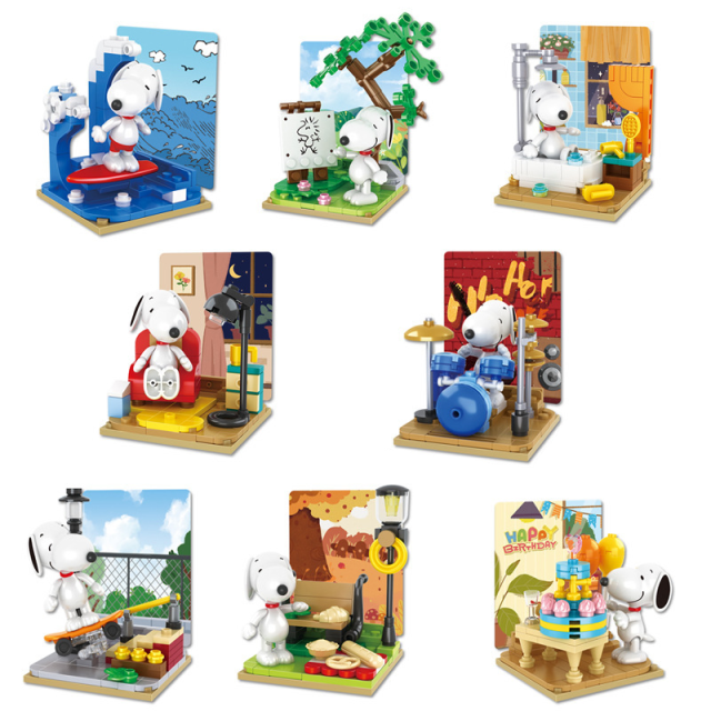 Anime Series Snoopy Building Blocks Cute Cartoon Multi-faceted Life Bricks Peanuts Minifigures Educative Toys Gifts For Children