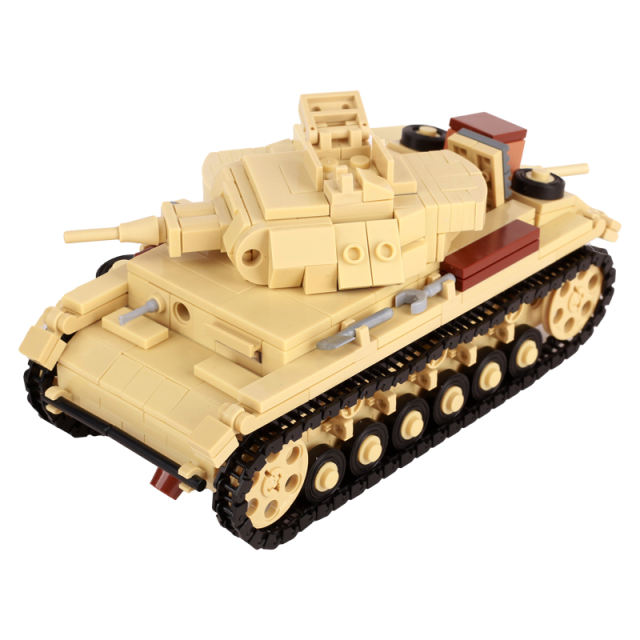 WW2 Military Germany North African PzKpfw III Tank Building Blocks Armor Vehicles Soldiers Minifigs Army Weapons Bricks Toys Kid