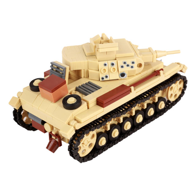 WW2 Military Germany North African PzKpfw III Tank Building Blocks Armor Vehicles Soldiers Minifigs Army Weapons Bricks Toys Kid