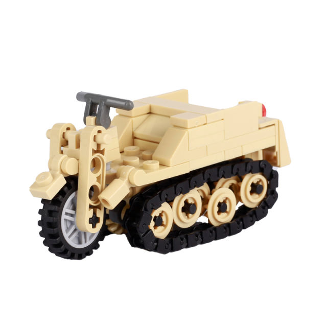 WW2 Germany Weapon SD.KFZ.2 Crawler Motorcycle Vehicle Building Blocks Military Tank Soldier Minifigs Model Bricks Toys Gift