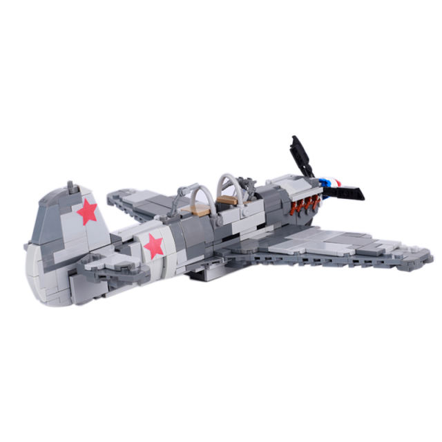 Yak-9 WW2 Soviet Germany Military Weapons Fighter Building Blocks Aircraft Helicopter Army Soldier Minifigures Models Toys Gifts