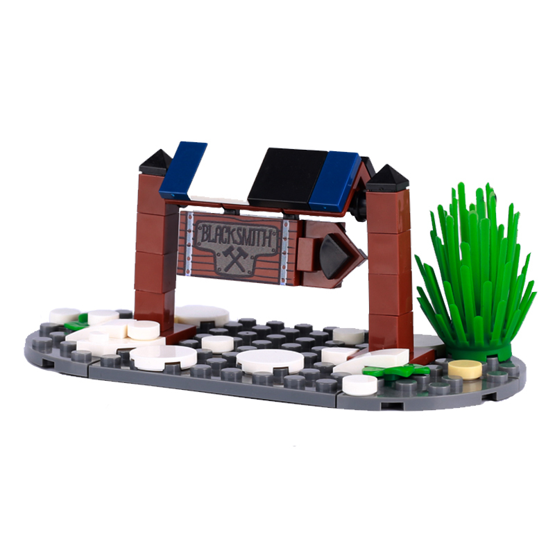 MOC City Street Bulletin board Building Blocks Newspaper Grass View Creative Model Printed Decoration Bricks Boys Kids Toys Gift