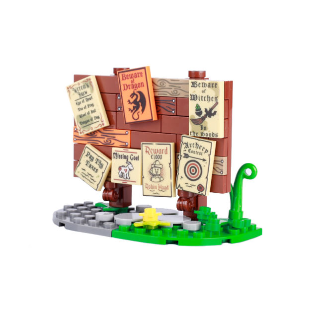 MOC City Street Bulletin board Building Blocks Newspaper Grass View Creative Model Printed Decoration Bricks Boys Kids Toys Gift