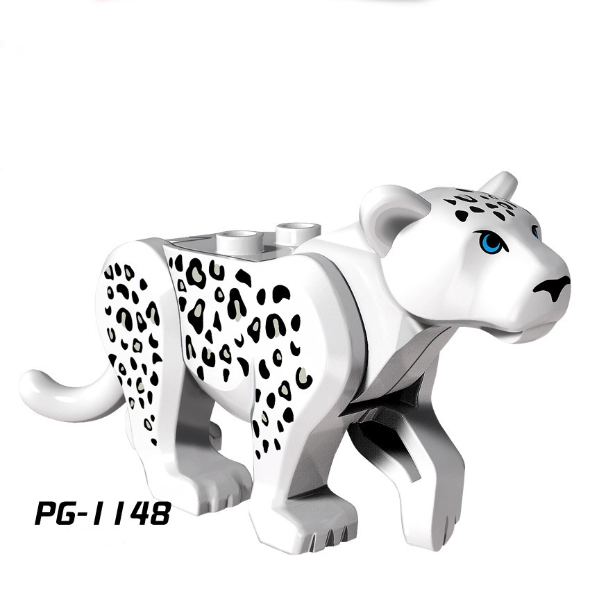 Tiger Leopard Assembling Bricks White Tiger Cougar Animals MOC Lion