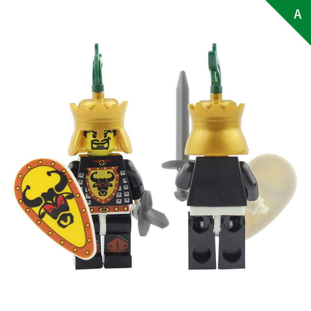 AX9807 Medieval Ox King Knight Minifigurs Building Blocks Ancient Legion Soldier Crown Shield Bow Arrow Boys Toys Children Gifts