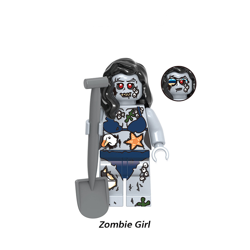 MOC Zombies Minifigures Building Blocks Surfer Cheerleader Girl Board Halloween Skeleton Sledge Game Accessorie Models Toys Gift