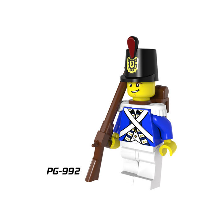 PG8035 Military Imperial Navy Series Minifigures Building Blocks Redcoat Bluecoat Army Soldier Sword Governor Guards Toy Children