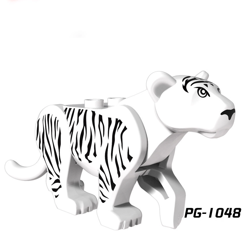 Tiger Leopard Assembling Bricks White Tiger Cougar Animals MOC Lion