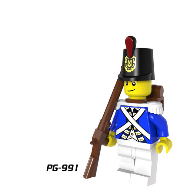 PG8035 Military Imperial Navy Series Minifigures Building Blocks Redcoat Bluecoat Army Soldier Sword Governor Guards Toy Children