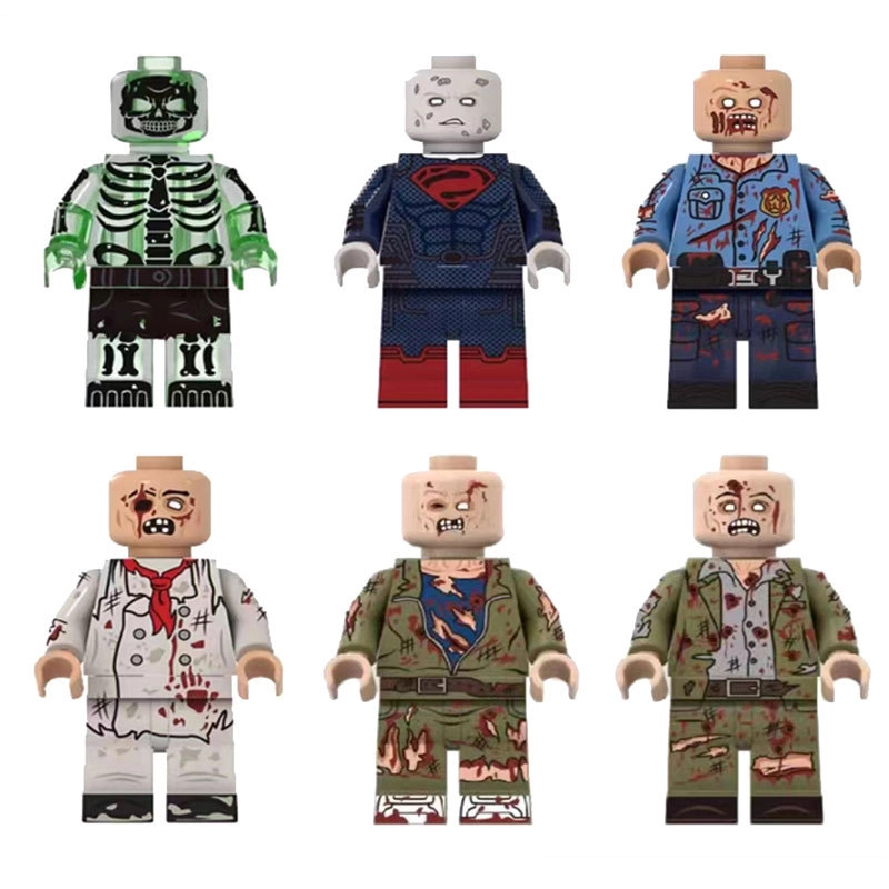 Zombies Minifigures Building Blocks Halloween Luminous Super Man Police  Skeleton Military Weapons Accessories Models Toys Gifts