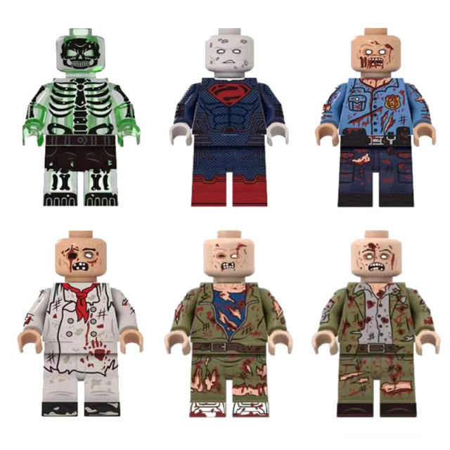Zombies Minifigures Building Blocks Halloween Luminous Super Man Police Skeleton Military Weapons Accessories Models Toys Gifts