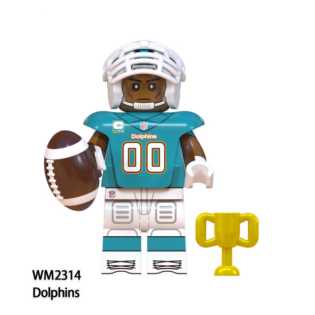 WM6134 Rugby Series Minifigures Building Blocks Pittsburgh Steelers Los Angeles Rams  Miami Dolphins Headguard Toys Gifts Kids