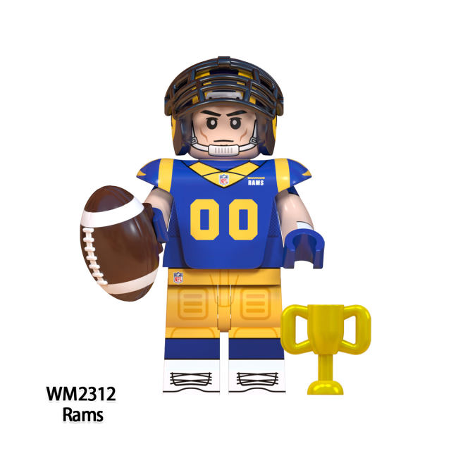 WM6134 Rugby Series Minifigures Building Blocks Pittsburgh Steelers Los Angeles Rams  Miami Dolphins Headguard Toys Gifts Kids