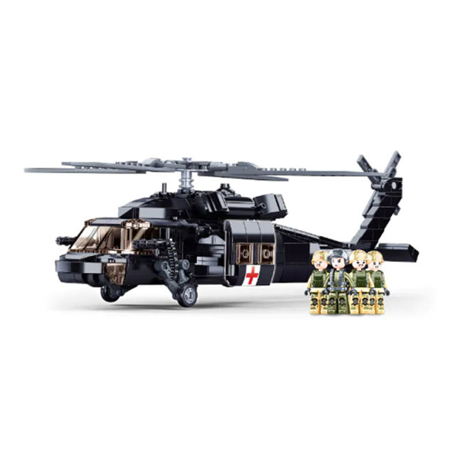 Ameican Black Hawk Helicopter Building Blocks Minifigures Military Weapons Track Battle Model Army Soldier Accessories Boys Gift